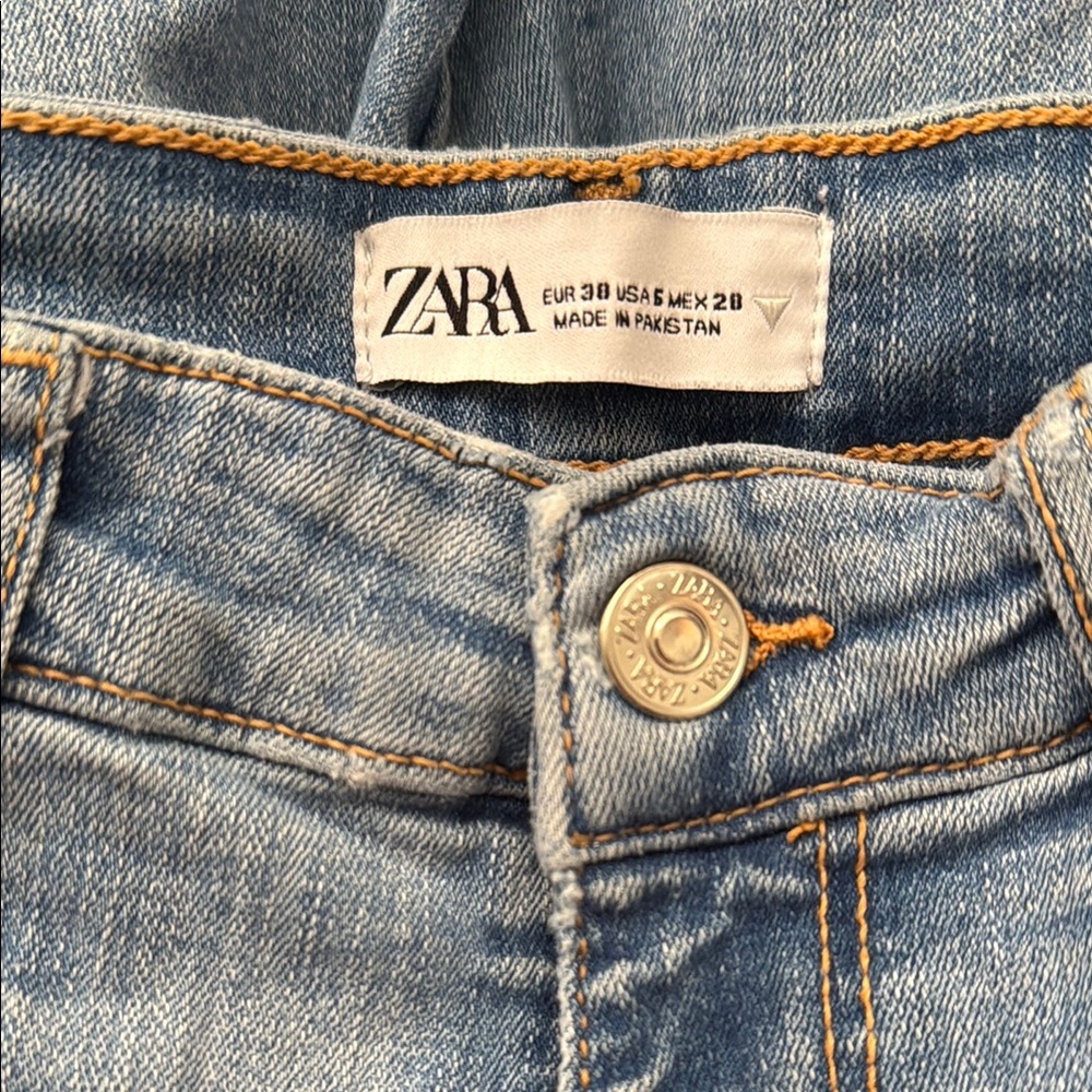 Zara Sky Blue Denim Trousers